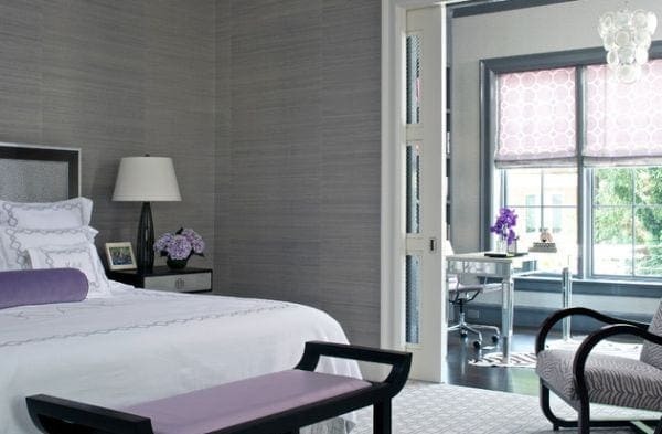 Beautiful-bedroom-in-grey-and-white-with-pleasing-purple-accents-and-zebra-print